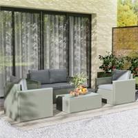Outsunny 4 Piece Rattan Garden Furniture Set with Cushions, Refurbished