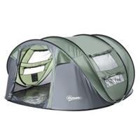 Outsunny Camping Tent Dome Pop-up Tent with Windows for 4-5 Person Dark Green