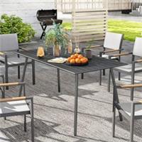 Outsunny Garden Dining Table for 6 Person with Slat Top, Steel Frame Refurbished