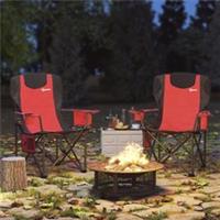 Outsunny Set of 2 Padded Folding Picnic Chairs w/ Cooler Bag, Red Refurbished