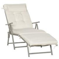 Outsunny Adjustable Padded Folding Sun Lounger Chair, White, Refurbished