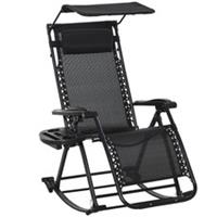 Outsunny Folding Zero-Gravity Recliner Lounge Rocker Chair, Black, Refurbished