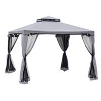 Outsunny 3x3m 2-Tier Roof Metal Gazebo Outdoor Party Shelter, Grey, Refurbished