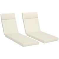 Outsunny 2-Pack Non-slip Replacement Lounger Cushions, Cream White, Refurbished