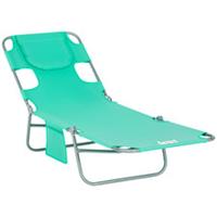Outsunny Folding Garden Sun Lounger w/ Reading Hole Design, Green, Refurbished