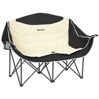 Outsunny Double Camping Chair with Armrests and Cup Holders, Khaki, Refurbished
