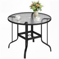 Outsunny Round Dining Table w/ Parasol Hole 96.5cm, Black, Refurbished