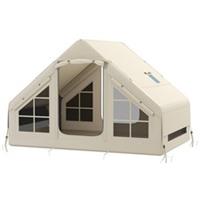 Outsunny Inflatable Camping Tent w/ Pump, 2-4 Person Glamping Tent Refurbished