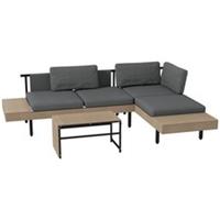 Outsunny HDPE Garden Furniture Sets w/Cushions, Table, L-Shaped Sofa Refurbished