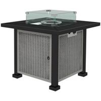 Outsunny Propane Gas Fire Pit Table w/ Wind Screen & Glass Beads Refurbished