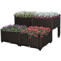 Outsunny 4-piece Elevated Flower Bed Vegetable Herb Planter Plastic, Refurbished