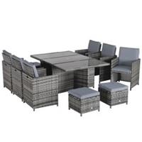 Outsunny 11PC Garden Rattan DiningSet Patio Table Chair Conservatory Refurbished