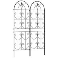 Outsunny 2PCS 150x50cm Metal Outdoor Garden Trellis Panels, Black, Refurbished