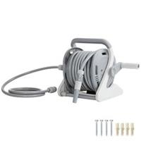 Outsunny Portable Garden Hose Reel, 20+2 m Wall-Mounted Hose Reel, Grey