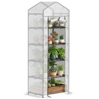 Outsunny 5-Tier Roll-Up Door Mini Grow House, White, Grey, Refurbished