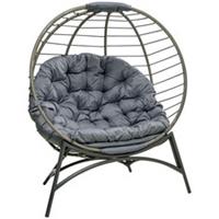 Outsunny Rattan Egg Chair with Cushion Holder, Grey, Refurbished