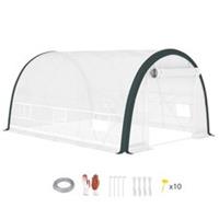 Outsunny Mesh‑Door Walk‑In Tunnel Plant Greenhouse, White, Refurbished