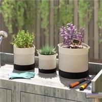 Outsunny Plant Pots Handwoven Cotton Set of 3 White