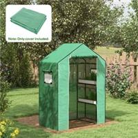 Outsunny PE Greenhouse Cover Replacement with Door and Mesh Windows Refurbished