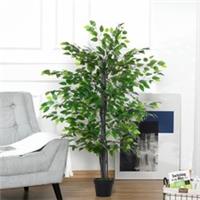 Outsunny 145cm Artificial Banyan Plant Faux Decor Tree w/ Pot Indoor Refurbished