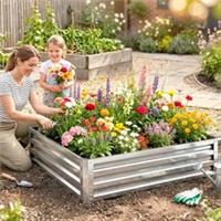 Outsunny Raised Garden Bed Metal Patio Backyard Flower Planter Refurbished