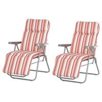 Outsunny 2‑Pack Adjustable Reclining Sun Loungers, Orange/White, Refurbished
