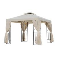 Outsunny 33m Metal Garden Gazebo Outdoor Sun Shelter, Cream White, Refurbished