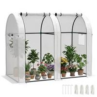 Outsunny Tomato Greenhouse With 2 Roll‑Up Doors 18594150cm, White, Refurbished