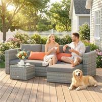 Outsunny 3 PCS Outdoor PE Rattan Chaise Lounge Furniture Sofa Set Refurbished