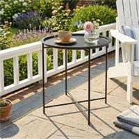Outsunny 46cm Round Garden Table Side Table with Removable Tray, Refurbished