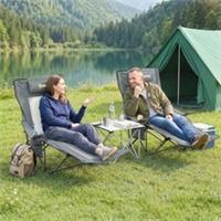 Outsunny Camping Chair Reclining Folding Portable Grey Refurbished