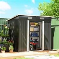 Outsunny 7 x 4ft Outdoor Garden Storage Shed for Garden Black Refurbished