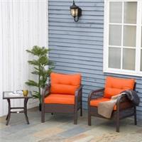 Outsunny 3 Pieces Rattan Bistro Set with Tempered Glass Table Refurbished