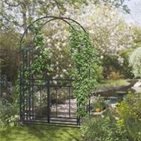 Outsunny Metal Garden Arch with Double Gate Arbor Climbing Plants Refurbished