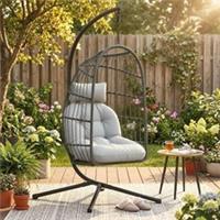 Outsunny Hanging Egg Chair, Outdoor Swing Chair with Stand, Refurbished