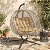 Outsunny Double Hanging Egg Chair 2 Seaters Swing Hammock w/ Cushion Refurbished