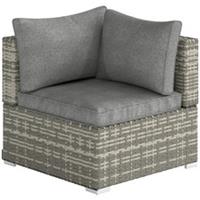 Outsunny Rattan Corner Sofa Garden Furniture Chair Light Grey, Refurbished