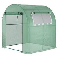 Outsunny Walk in Polytunnel Greenhouse with Window and Door, Green, Refurbished