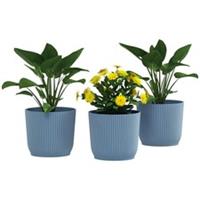 Outsunny Set of 3 Round Plant Pots Outdoor 22cm, Blue, Refurbished