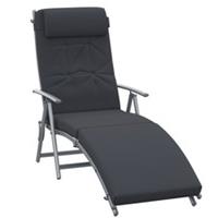 Outsunny Foldable Padded Sun Lounger Recliner Adjustable Black, Refurbished