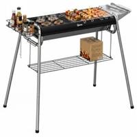 Outsunny Charcoal Barbecue Grill with Griddle Plate, Black, Refurbished