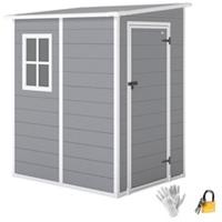 Outsunny Lean to Garden Shed 4'x5' Plastic Tool Storage House w/ Lockable Door