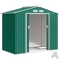 Outsunny 7 x 4ft Garden Shed Storage with Foundation Kit and Vents, Green