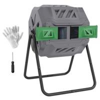 (Grey, 160L) Outsunny Outdoor Tumbling Compost Bin with Dual Chamber