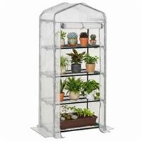 Outsunny Portable 4-Tier Mini Greenhouse Plant Grow House Shed w/ Cover