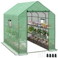Outsunny Walk-in Outdoor Green House with Door and Mesh Windows, Green