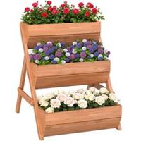Outsunny 3 Tier Raised Garden Bed Wooden Elevated Planter Box Kit, Brown