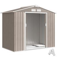 Outsunny 7 x 4ft Garden Shed Storage with Foundation Kit and Vents Light Brown