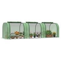 Outsunny Tunnel Greenhouse Steel Frame for Garden w/ Zipper Doors