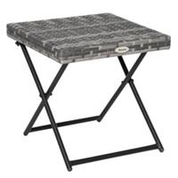 Outsunny Folding Square Rattan Coffee Table w/ Steel Frame Bistro Garden Grey